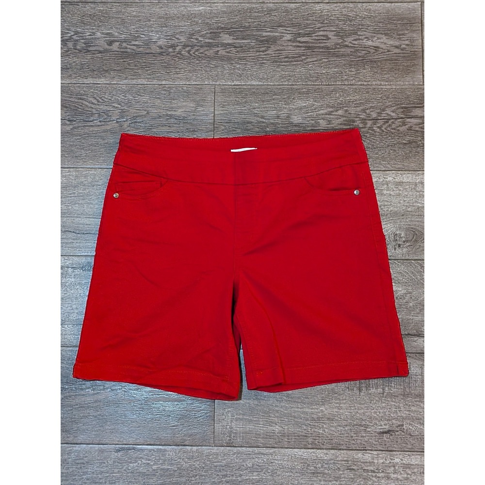 Liz Claiborne Red Pull On Shorts Womens Size 14 Stretch Casual Comfort Summer